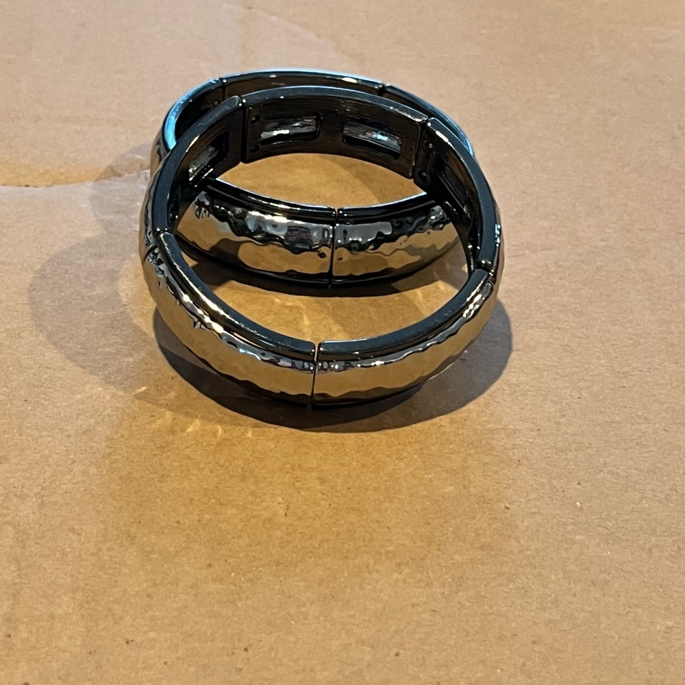 Two Chico’s Stretchy Shinny Silver Toned Bracelets